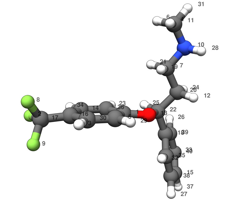 Fluoxetine with the atom numbering of struc1.xyz